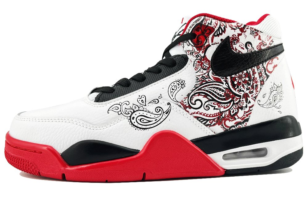 Nike Flight Legacy Paisley SDS Mid-Top Vintage Basketball Shoes Unisex Black Red