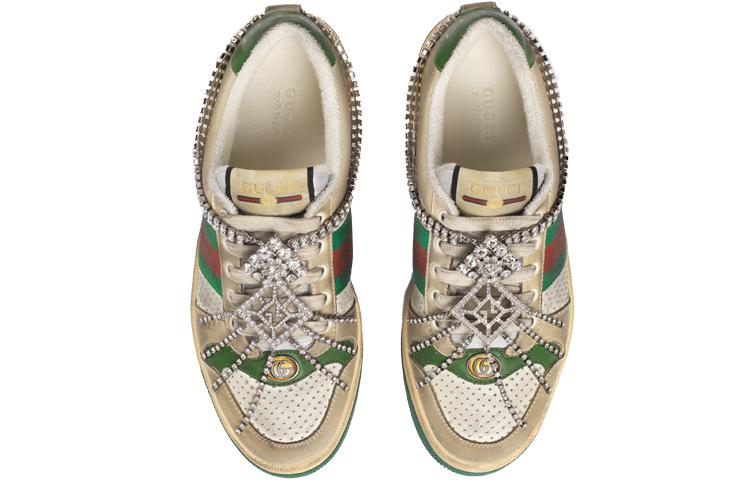 GUCCI Women's Screener 'Off White Green Crystals' купить в интернет-магазине Yoocart с быстрой доставкой по России.