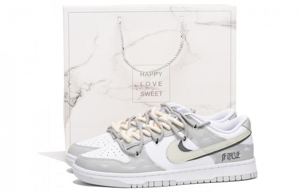 Nike Dunk Coverage Slip-Resistant Impact Resistance Wear-Resistant Low-Top Skateboard Shoes Men's White Gray