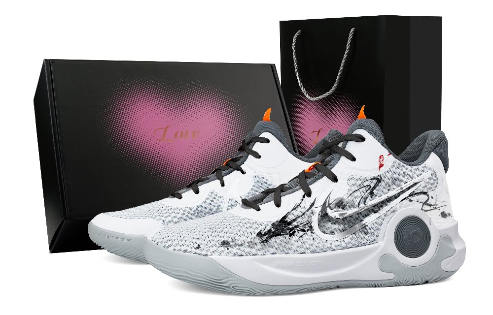 Nike KD Trey 5 IX Pen Walks Through The Vast Black Box Abrasion Resistant Mid Top Basketball Shoes Unisex Light Gray