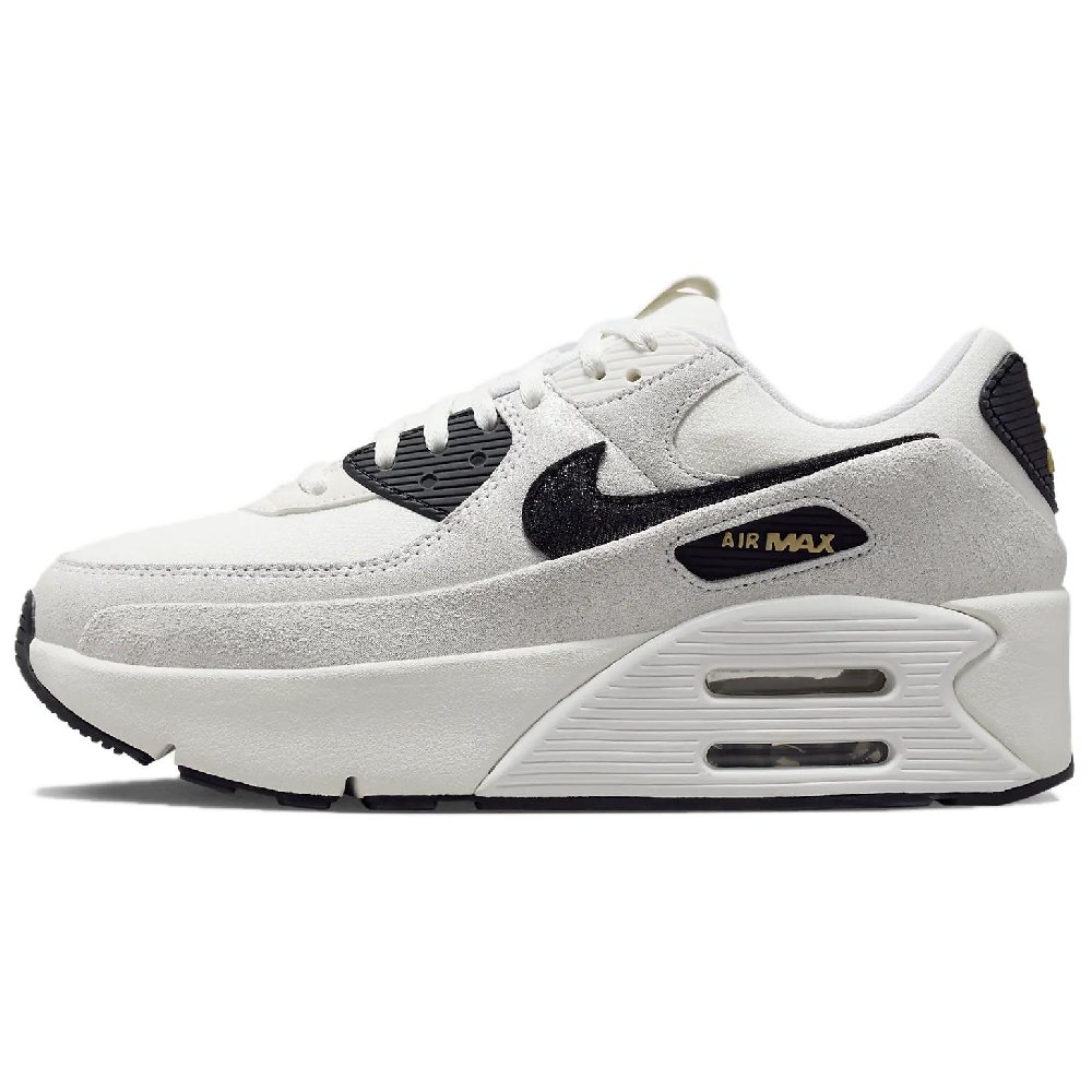 Nike Air Max 90 LV8 White Metallic Gold Black Women's