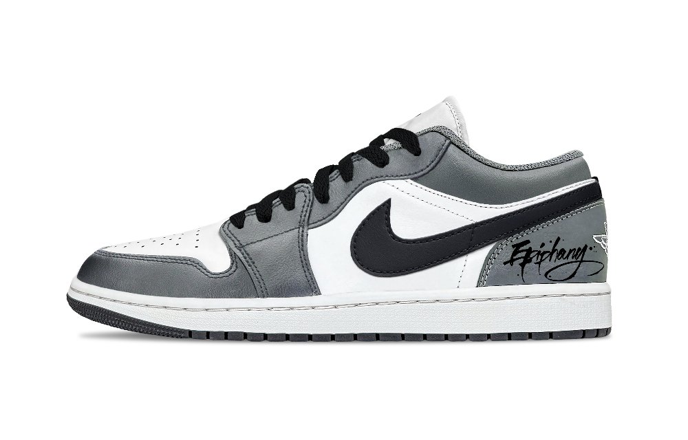 Jordan Air Jordan 1 Shadow Gray Low Top Vintage Basketball Shoes Unisex Gray White