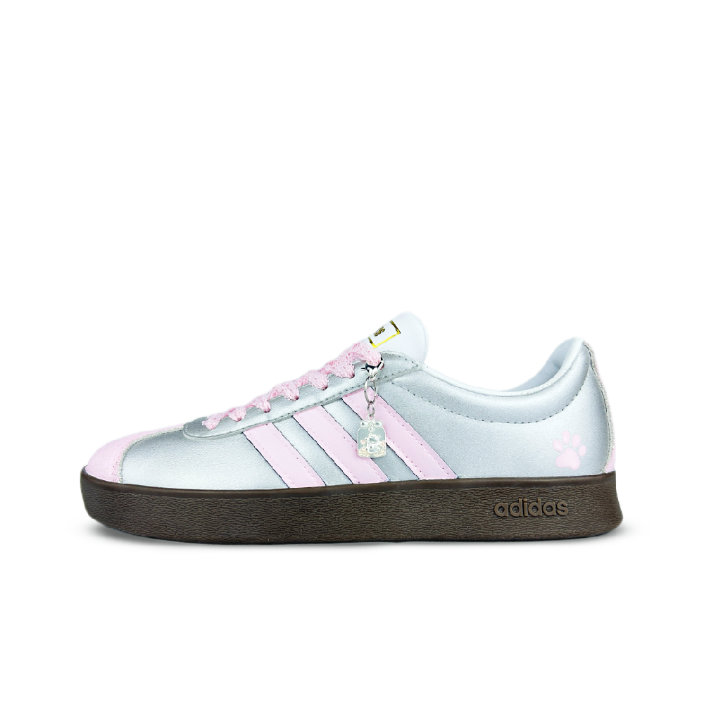 Adidas Neo VL Court 2.0 Silver Wing Lace Pink Abrasion Resistant Low Top Skateboard Shoes Women's Gray Pink