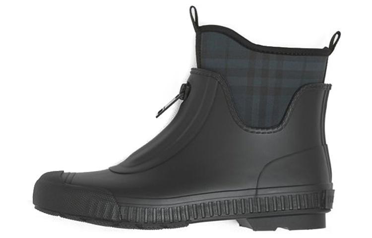 Burberry Flinton Rain Boots Black Charcoal Rubber Women's