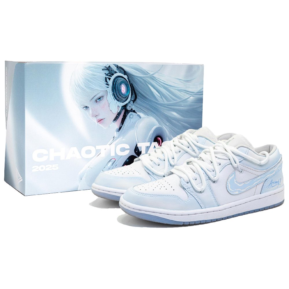 Jordan Air Jordan 1 Anti Slip Wear Resistant Low Top Vintage Basketball Shoes Unisex Light Blue
