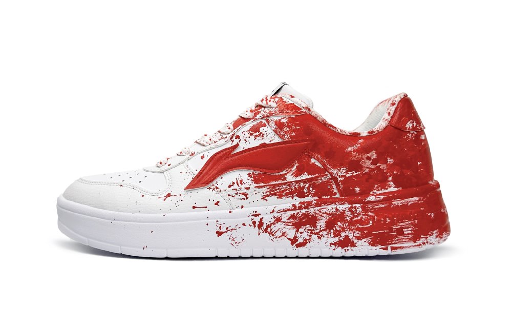 LiNing Wear-Resistant Breathable Height Increasing Low-Top Skateboard Shoes Men's Red White