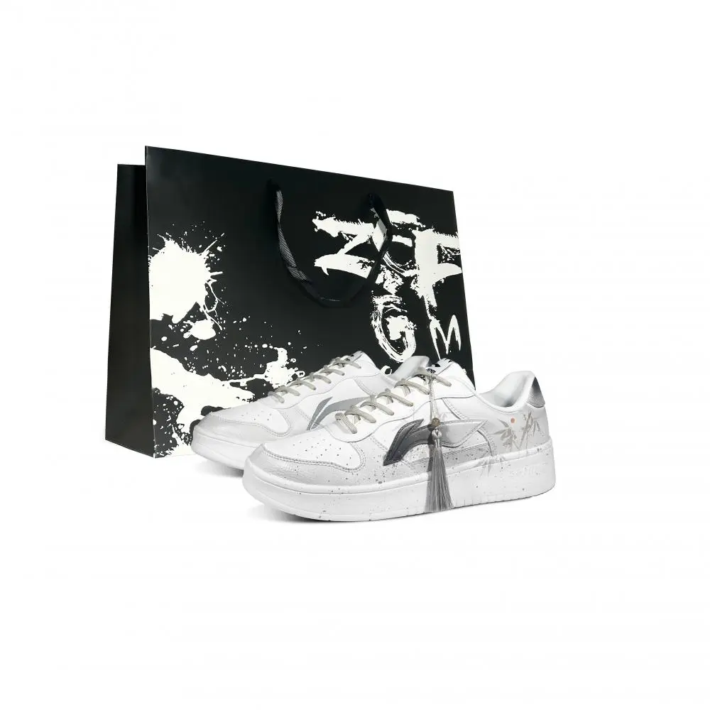 LiNing Pontoon Boats Slip Resistant, Abrasion Resistant, Breathable Low top Skateboard Shoes Men's Gray Black