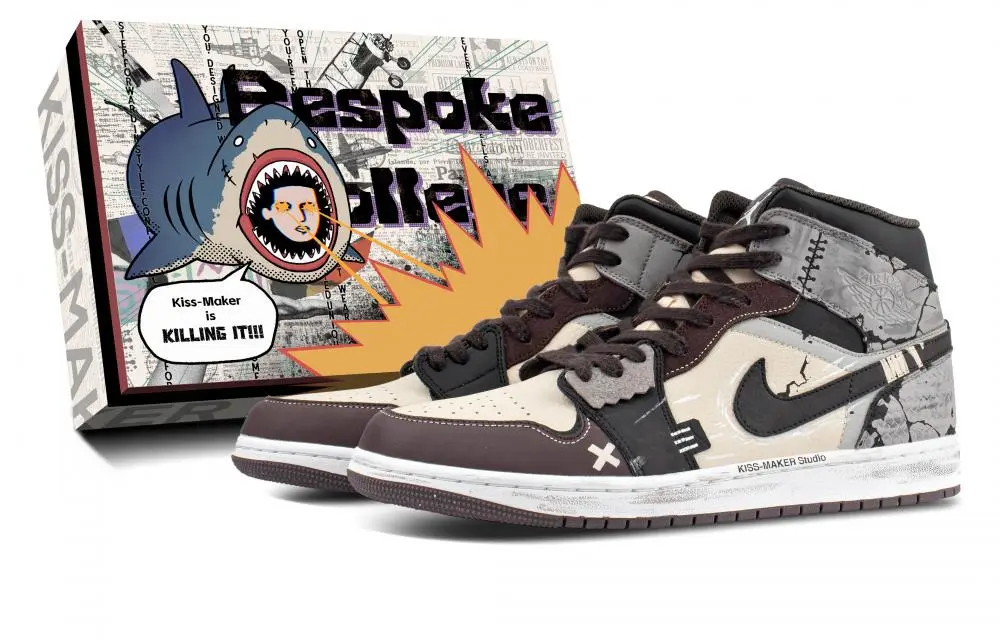 Jordan Air Jordan 1 Abrasion Resistant Mid top Vintage Basketball Shoes Men's Dark Brown