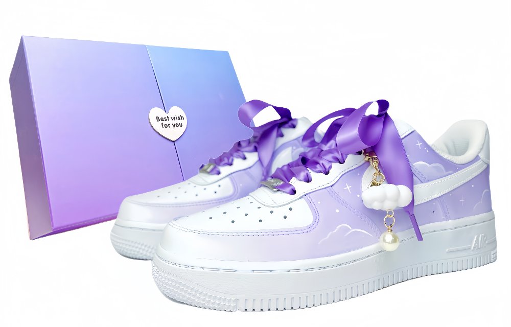 Nike Air Force 1 Low-Top Skateboard Shoes Women's Purple White