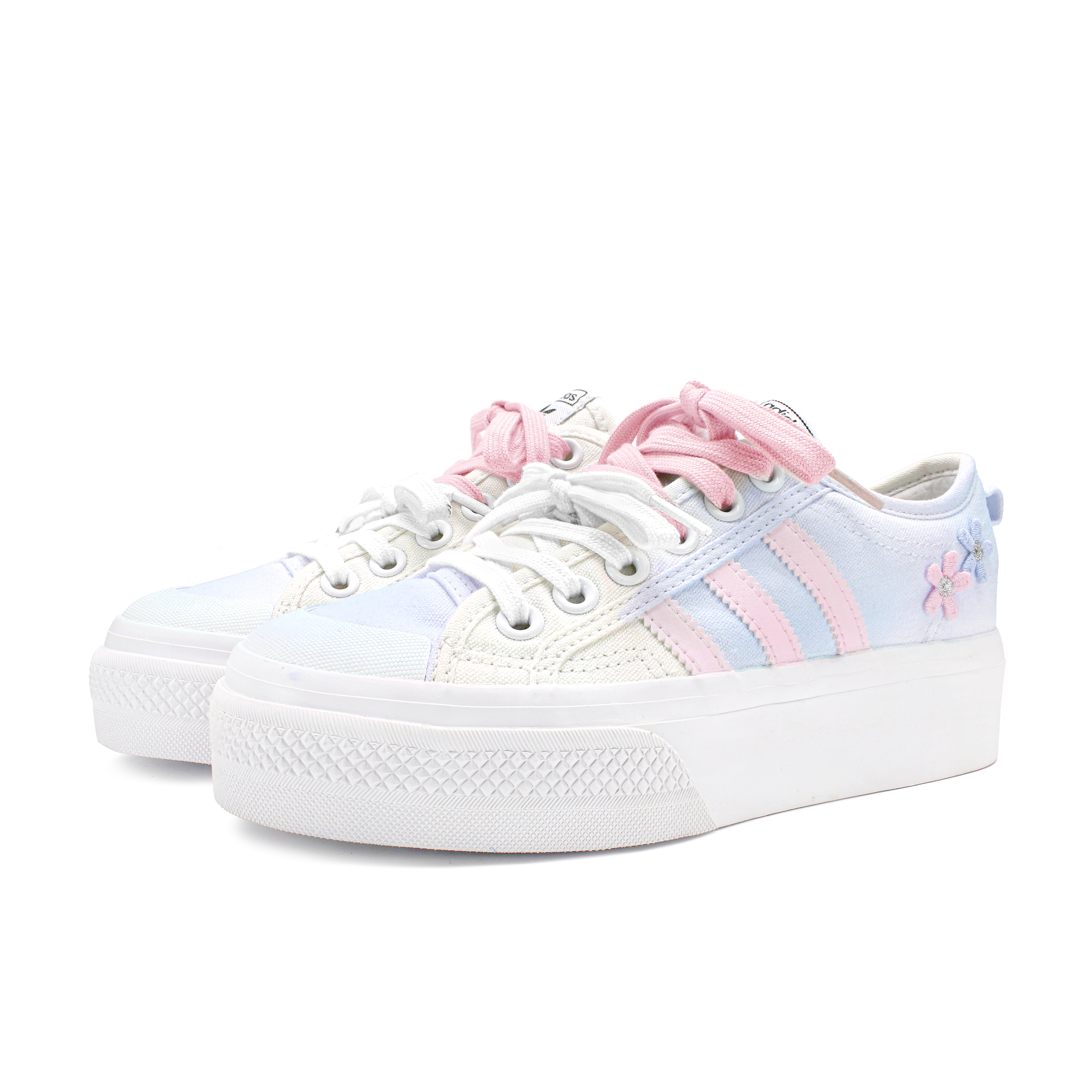 Adidas Originals Nizza Platform Abrasion Resistant Low Top Skateboard Shoes Unisex Blue Pink купить в интернет-магазине Yoocart с быстрой доставкой по России.
