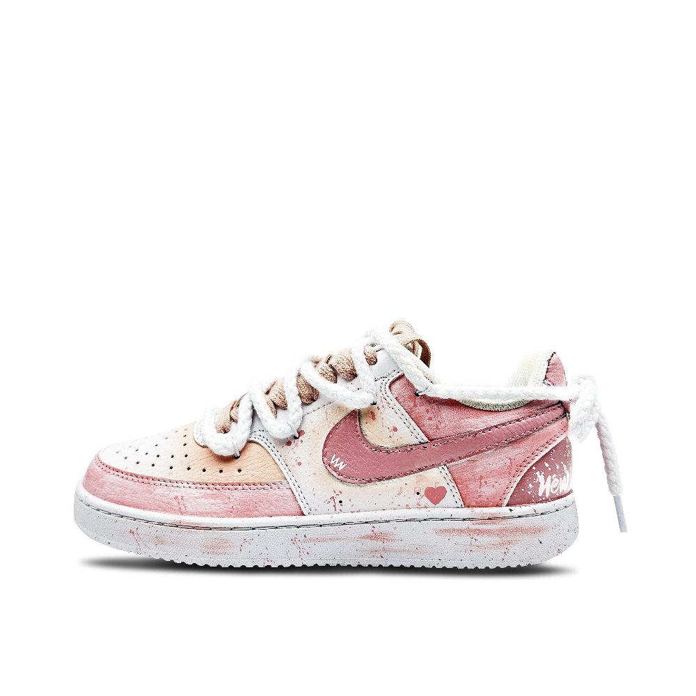 Nike Court Vision 1 Low Slip-Resistant Cushioning Wear-Resistant Low-Top Skateboard Shoes GS Pink White