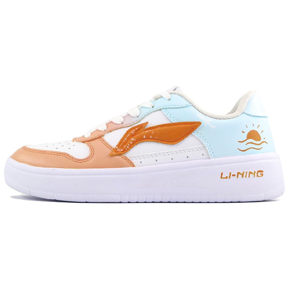 LiNing Pontoon Boats Slip Resistant Cushioning Abrasion Resistant Low Top Skateboard Shoes Unisex Orange White