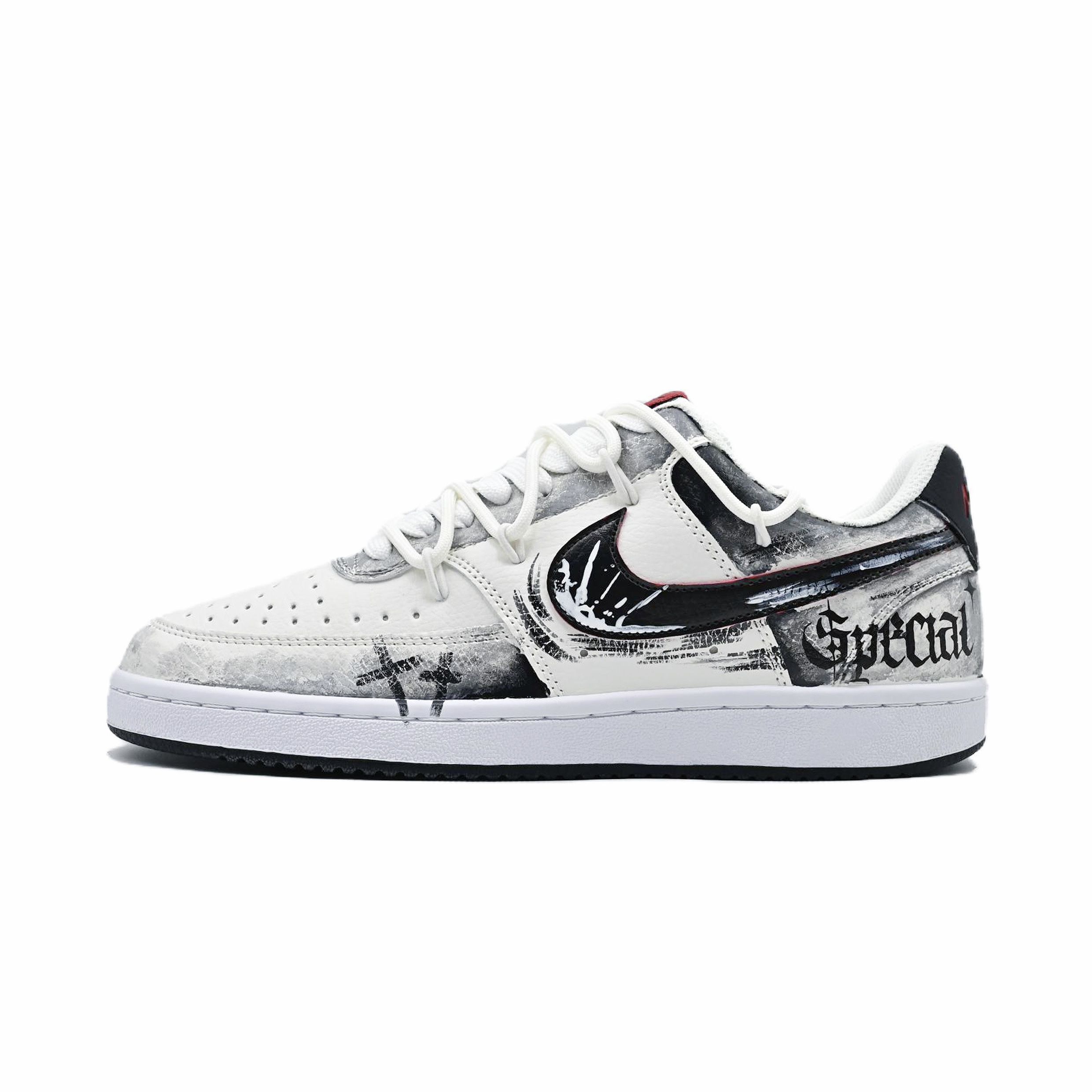 Nike Court Vision 1 Old Street Promise Abrasion Resistant Low top Skateboard Shoes Men's Black White