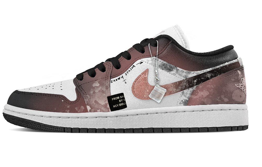 Jordan Air Jordan 1 Purple Ice Abrasion Resistant Low Top Vintage Basketball Shoes Men's Pink White Black