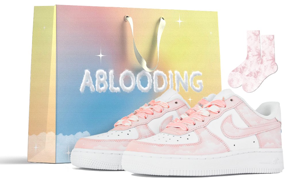 Nike Air Force 1 ABLOODING Starry Sky Collection Skateboard Shoes Women's Pink