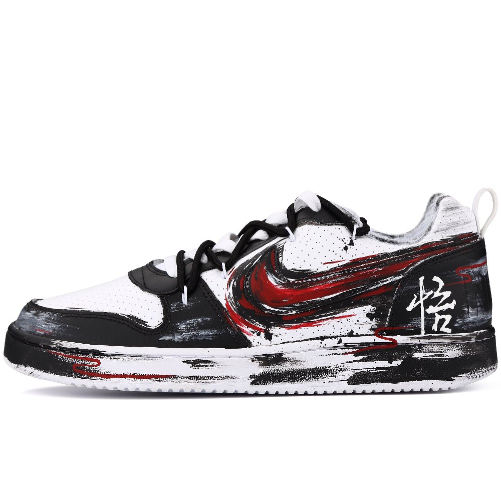 Nike Court Borough Gothic Enlightenment Anti Slip Wear Resistant Low Top Skateboard Shoes Men's Black White