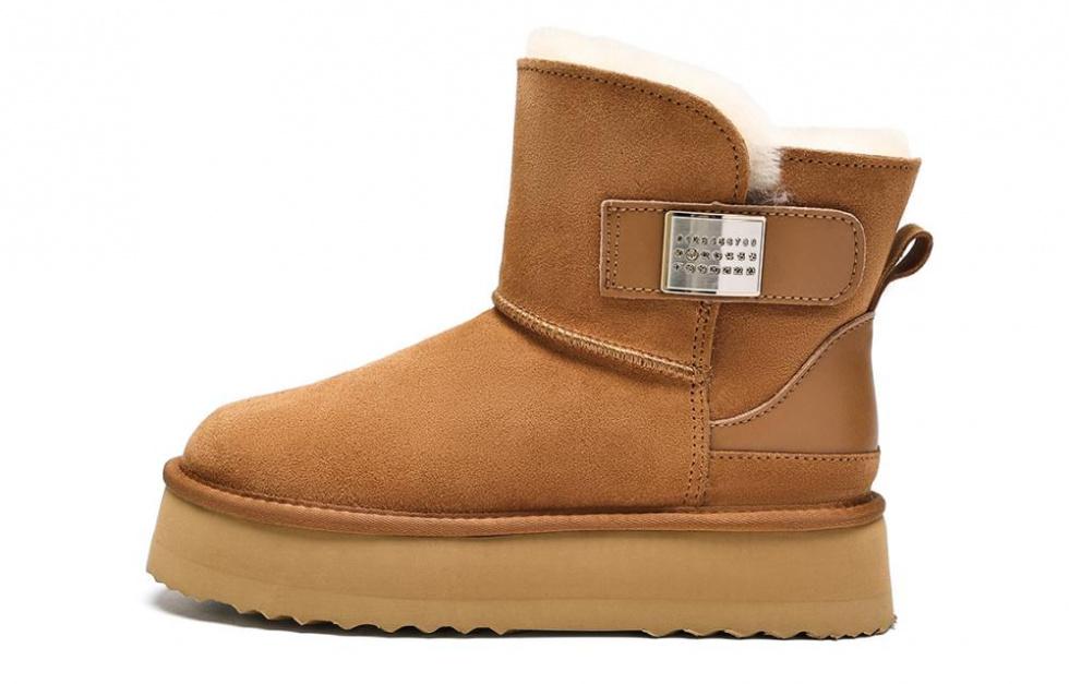 EBLAN Warm Ankle-Length Snow Boots Women's Chestnut