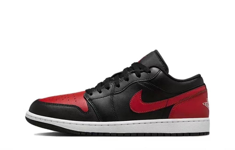 Jordan Air Jordan 1 Abrasion Resistant Low Top Vintage Basketball Shoes Unisex Black Red