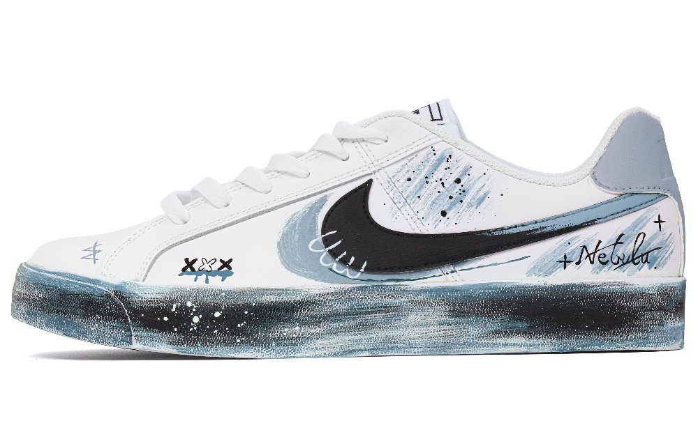 Nike Court Royale Sole-Able Dusty Blue Nebula Anti-Slip Wear-Resistant Low-Top Skateboard Shoes Unisex Black Blue