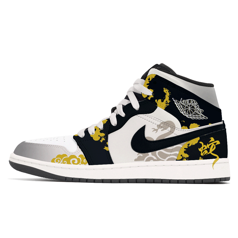 Jordan Air Jordan 1 Abrasion Resistant Cushioning Slip Resistant Mid Top Vintage Basketball Shoes Men's Black