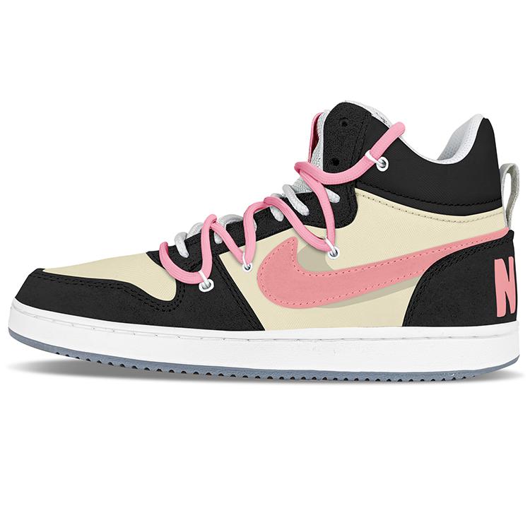 Nike Court Borough Mid Prem High Top Skateboard Shoes Women's Pink Black