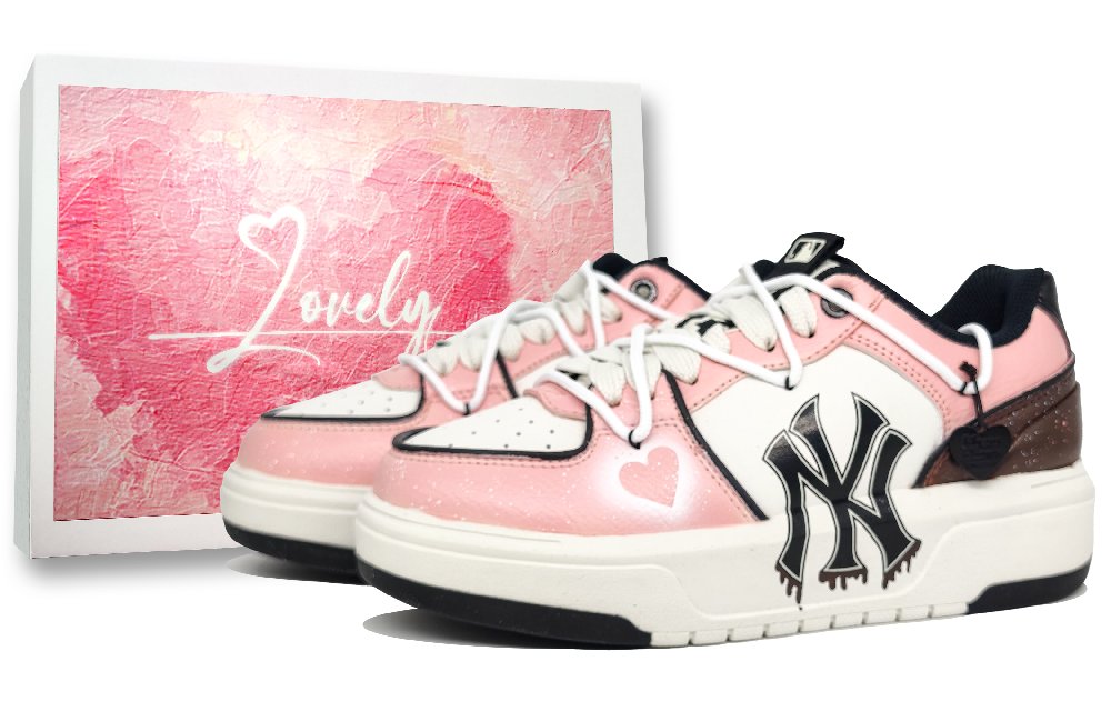 MLB Chunky Liner Abrasion Resistant Low Top Skateboard Shoes Unisex Pink White