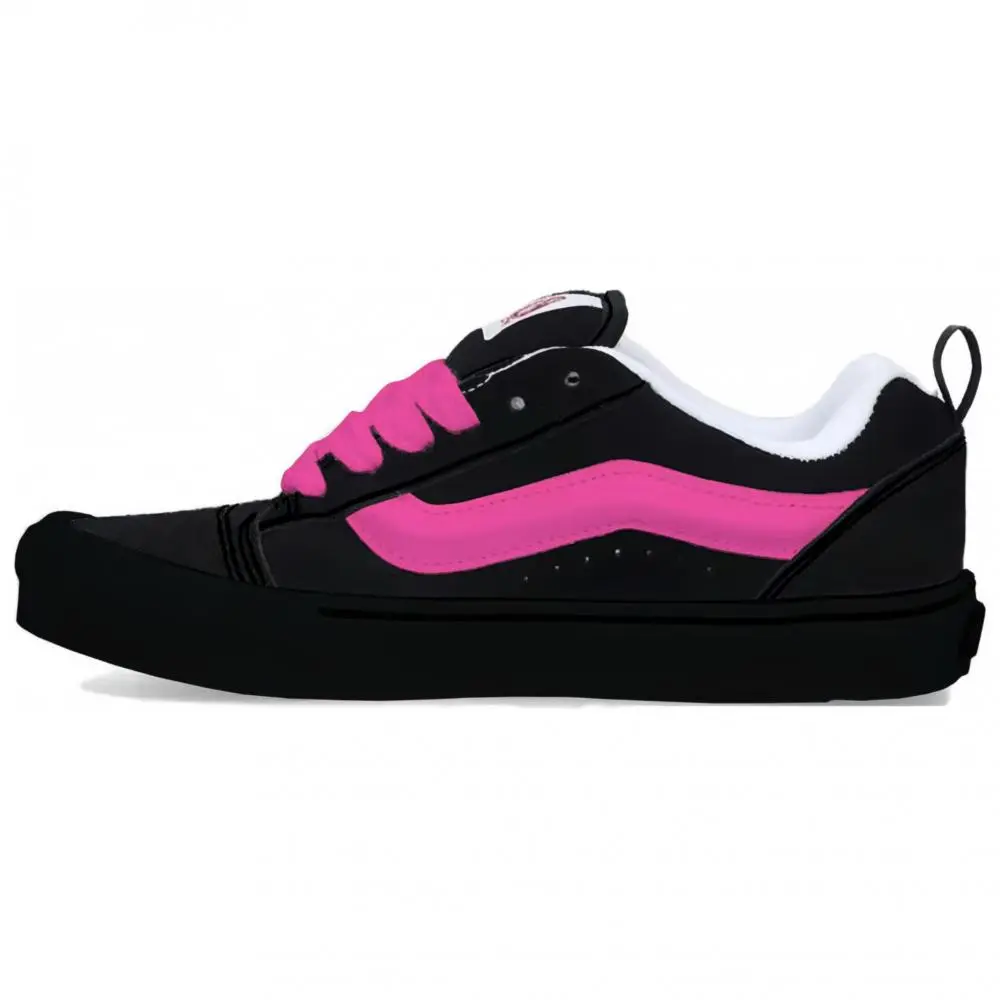 Vans Knu Skool Anti Slip Wear Resistant Low Top Skateboard Shoes Unisex Black Pink