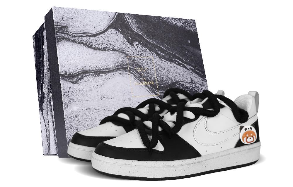 Nike Court Borough Low Top Skateboard Shoes GS Black White
