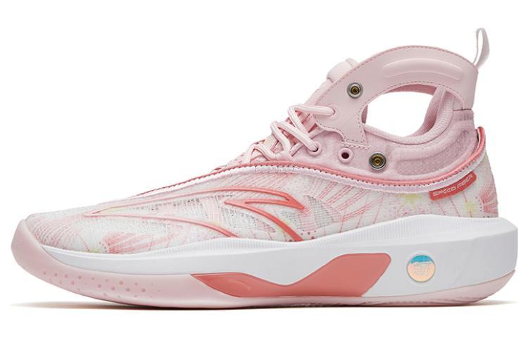 Anta KT8 520 Slip-Resistant Cushioning Wear-Resistant High-Top Performance Basketball Shoes Pink White