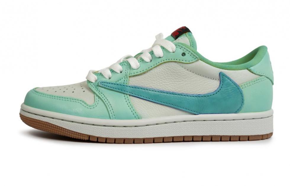 JORDAN Travis Scott X Air JORDAN Vintage Basketball Shoes Unisex Low Top White/Green