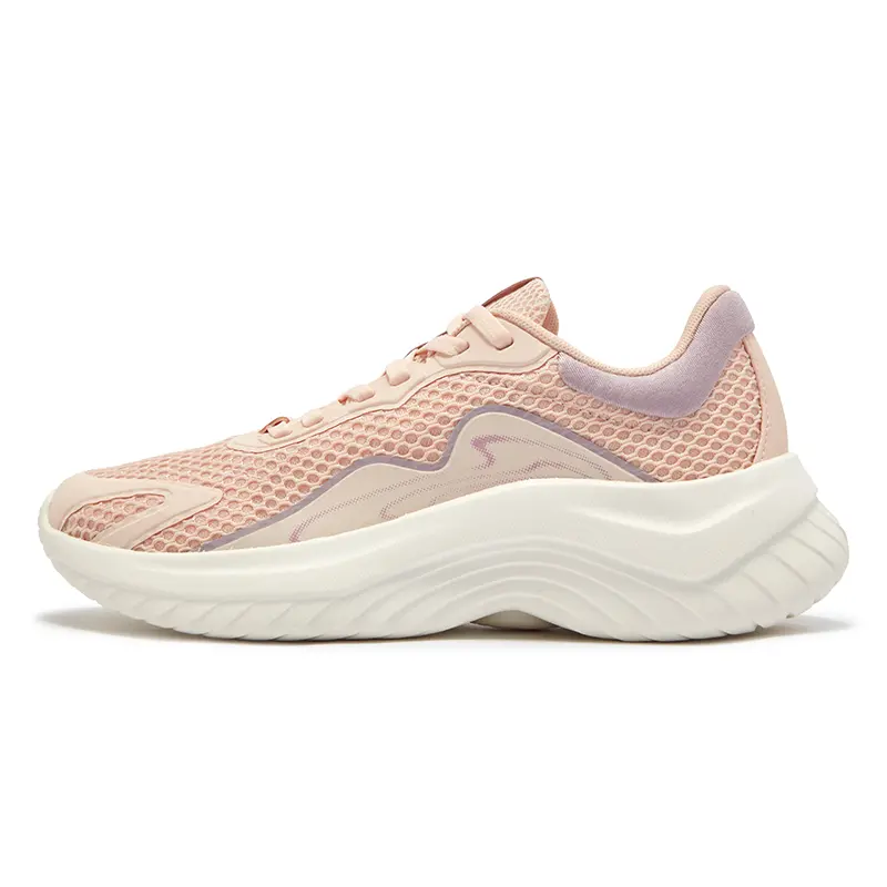 361° Breathable Wear Resistant Coverage Low Top Sprint Casual Running Shoes Women's White Pink
