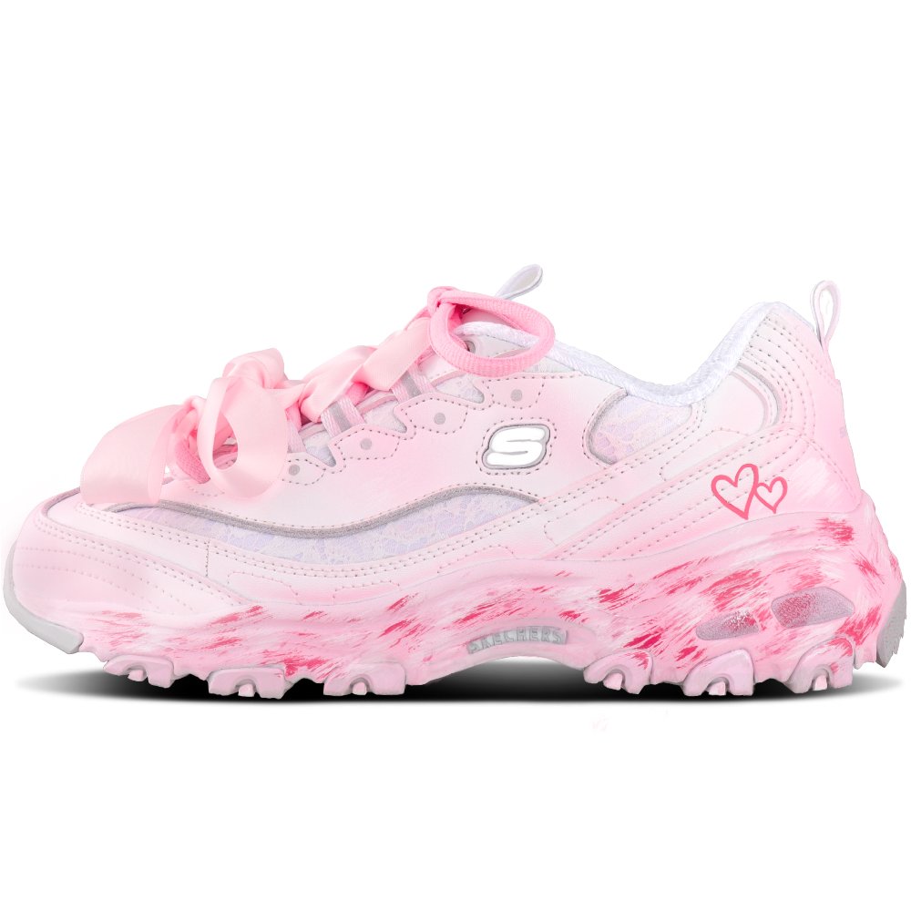 Skechers D'LITES 1.0 Abrasion Resistant Low Top Chunky Sneakers Women's Pink