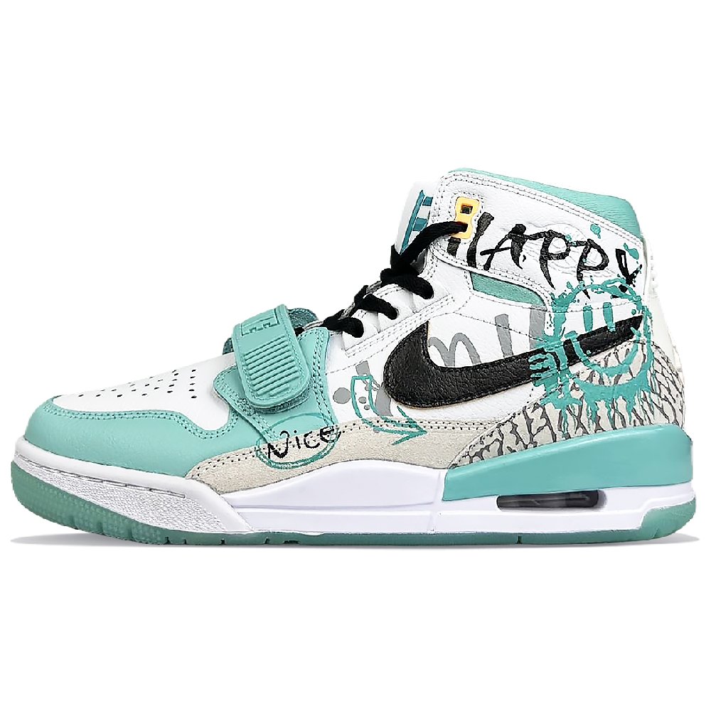 Jordan Legacy 312 Wear-Resistant Breathable Slip-Resistant High-Top Vintage Basketball Shoes Men's White Green