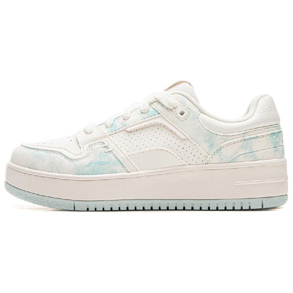 LiNing Cheese Anti Slip Wear Resistant Breathable Height Increasing Low Top Skateboard Shoes Women's White Blue