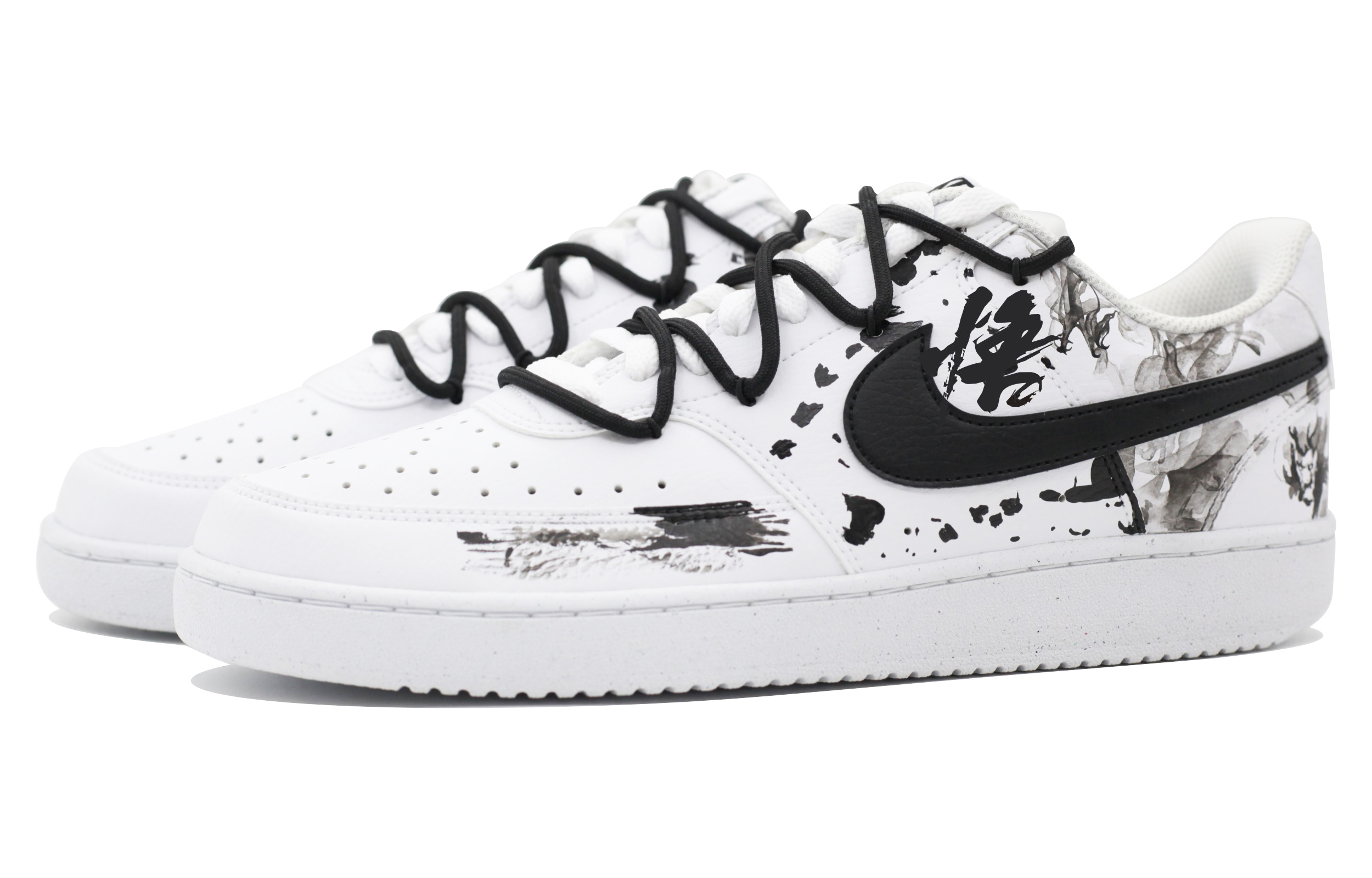 Nike Court Vision Low Anti-Slip Wear-Resistant Low-Top Skateboard Shoes Men's Black White