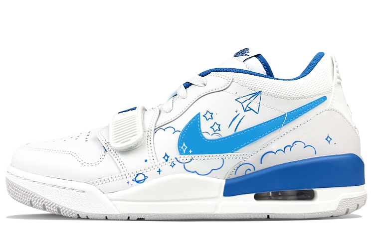 Jordan Legacy 312 Cushioning Wear-Resistant Low-Top Vintage Basketball Shoes Men's Blue White
