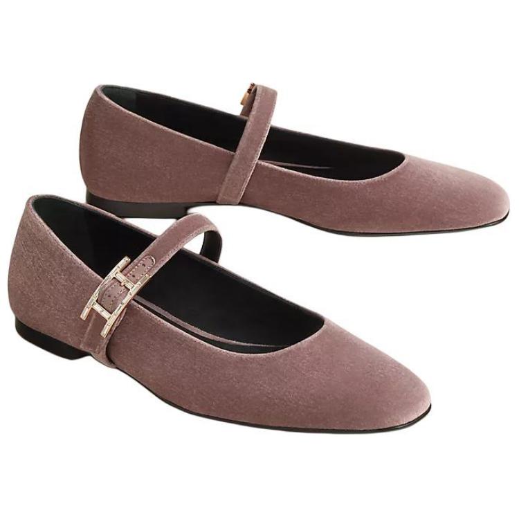 HERMES Mary Jane Shoes Women's Pink