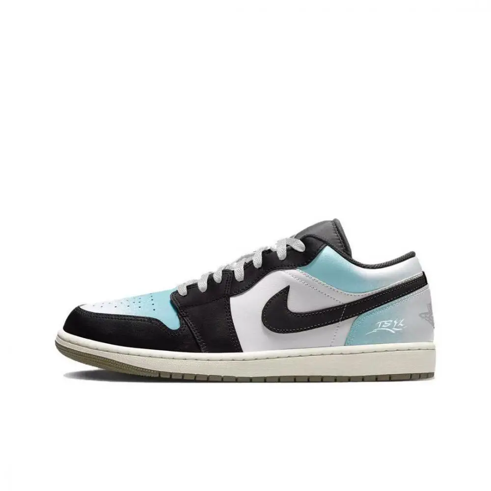 Jordan Air Jordan 1 Cushioning, Wear Resistant Low top Vintage Basketball Shoes Unisex Light Blue