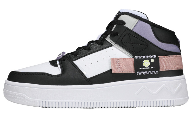 361° Slip-Resistant Cushioning Abrasion-Resistant Mid-Top Skateboard Shoes Women's Black White