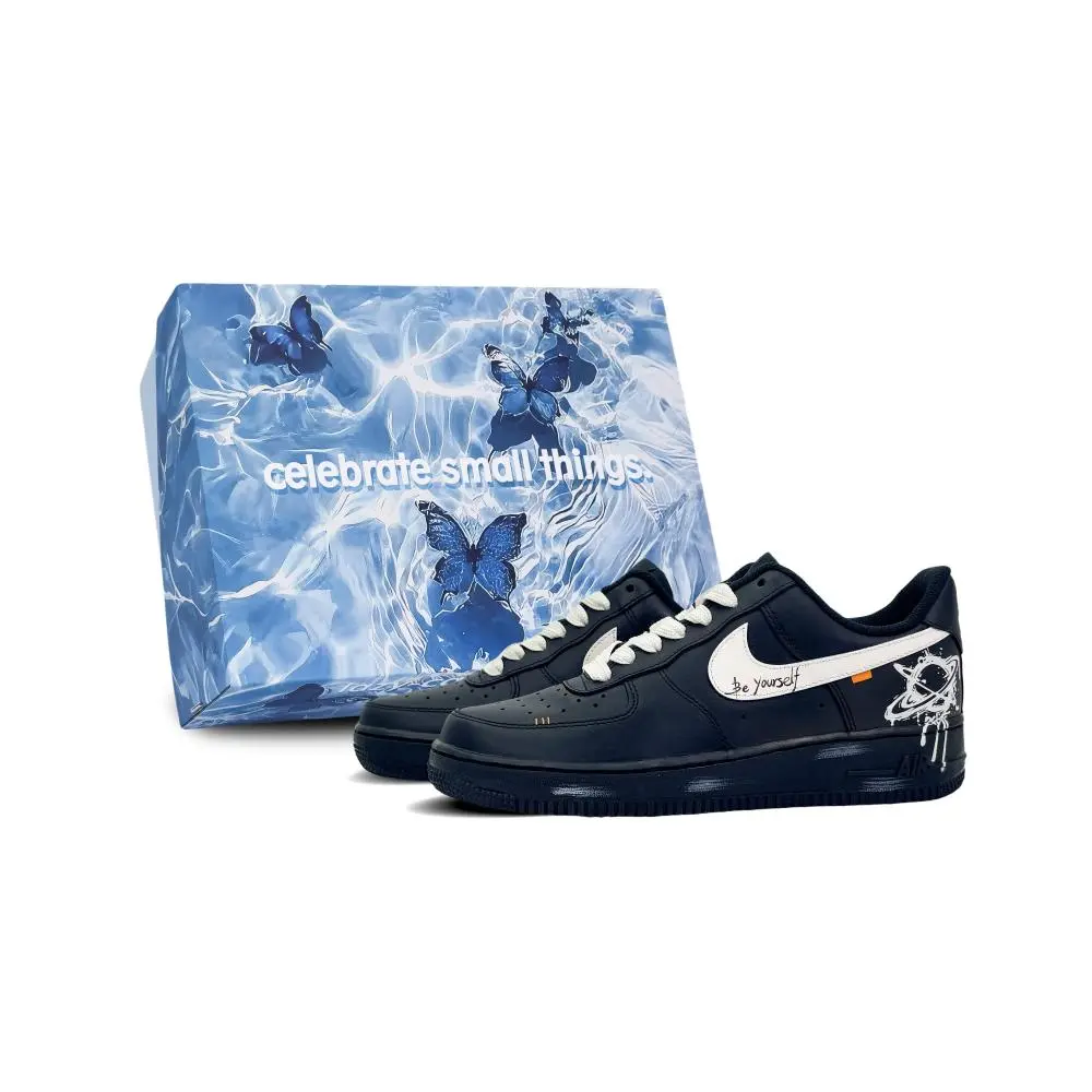 Nike Air Force 1 Abrasion Resistant Low Top Skateboard Shoes Men's Black White