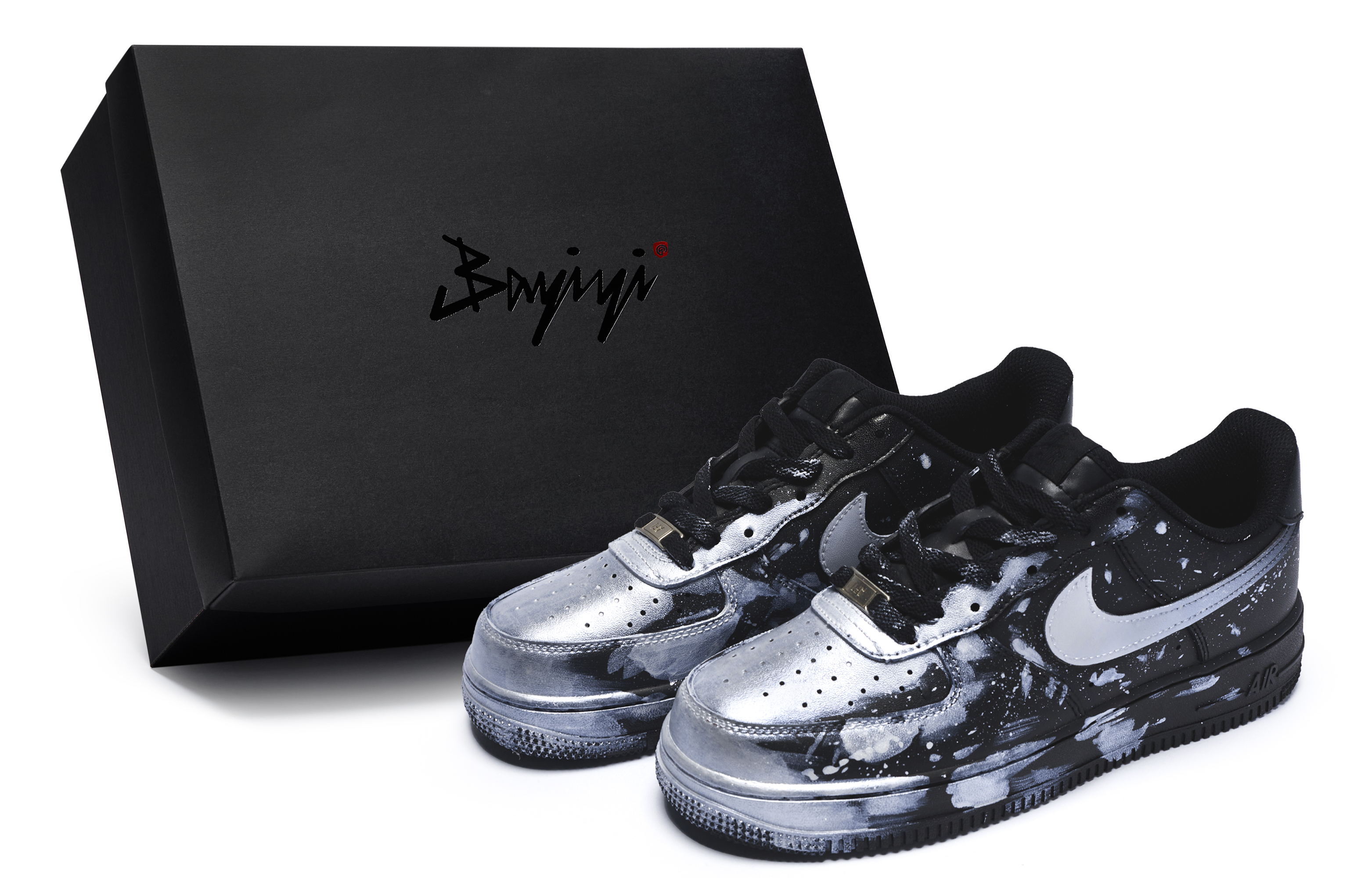 Nike Air Force 1 Skateboard Shoes Unisex Low top Silver/Black