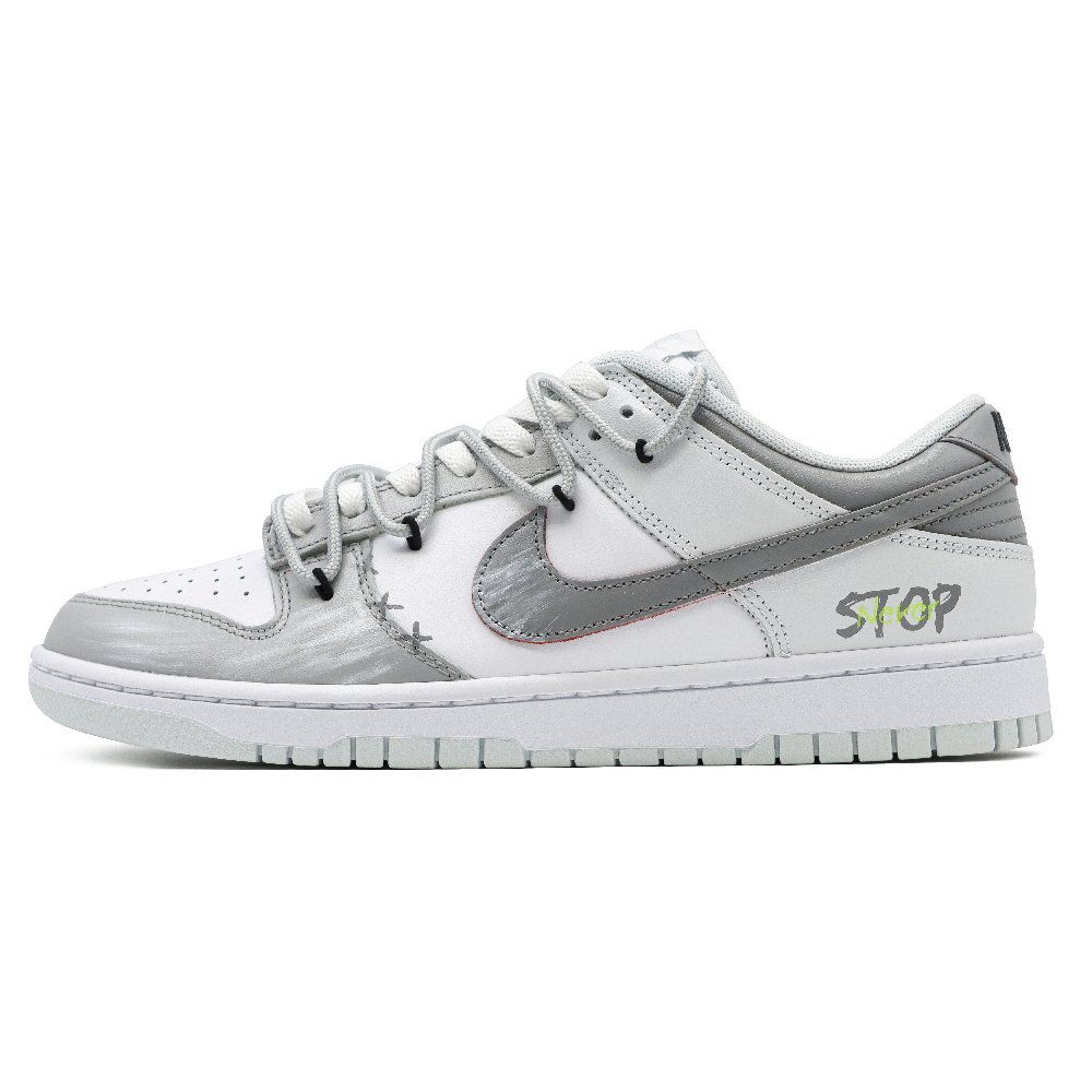 Nike Dunk Low-Top Skateboard Shoes Unisex Gray White
