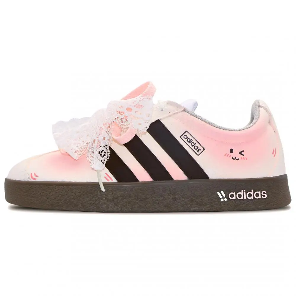 Adidas VL COURT 2.0 White Peach Milkshake Abrasion Resistant Slip Resistant Low top Skateboard Shoes Women's