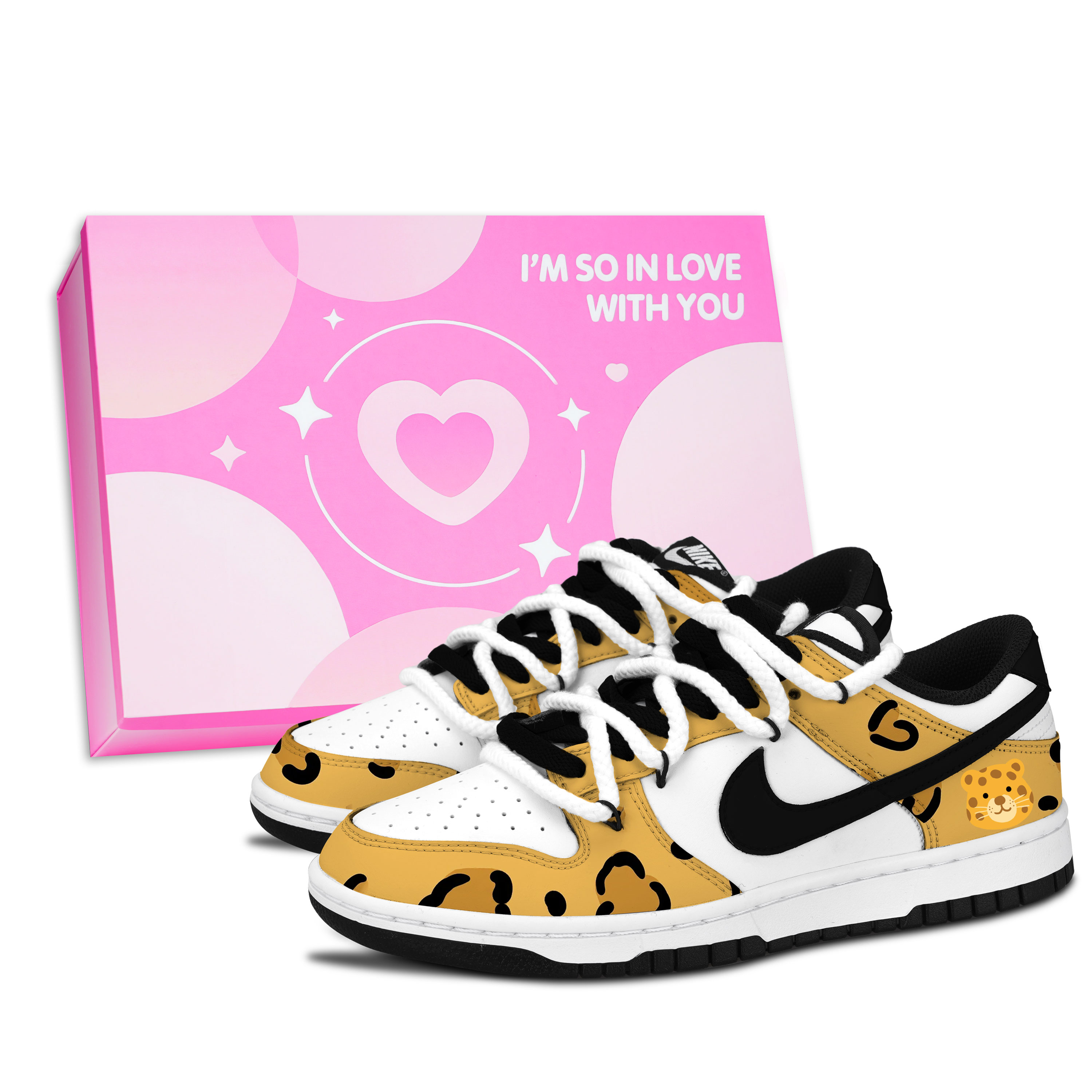 Nike Dunk Black White, Enchanting Leopard Slip Resistant Abrasion Resistant Low top Skateboard Shoes Unisex