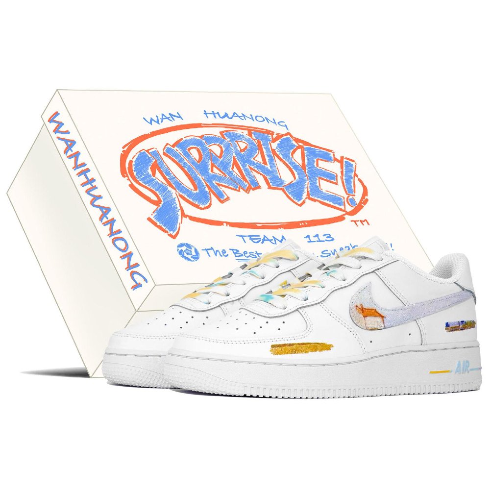 Nike Air Force 1 Kaleidoscope Artistic Moment Van Gogh Wheat Field Box Low-Top Skateboard Shoes Unisex White