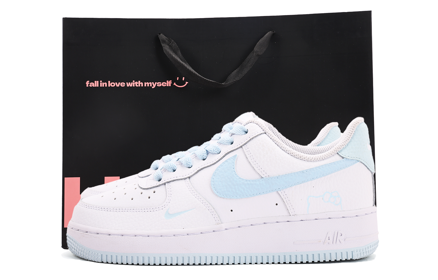 Nike Air Force 1 Coverage Abrasion Resistant Low top Skateboard Shoes Women's White Blue