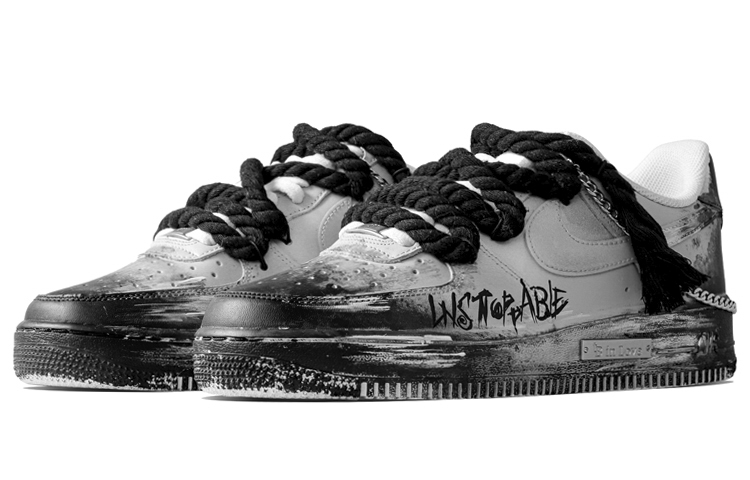 Nike Air Force 1 Low Slip-Resistant Cushioning Coverage Low-Top Skateboard Shoes GS Black White Gray купить в интернет-магазине Yoocart с быстрой доставкой по России.