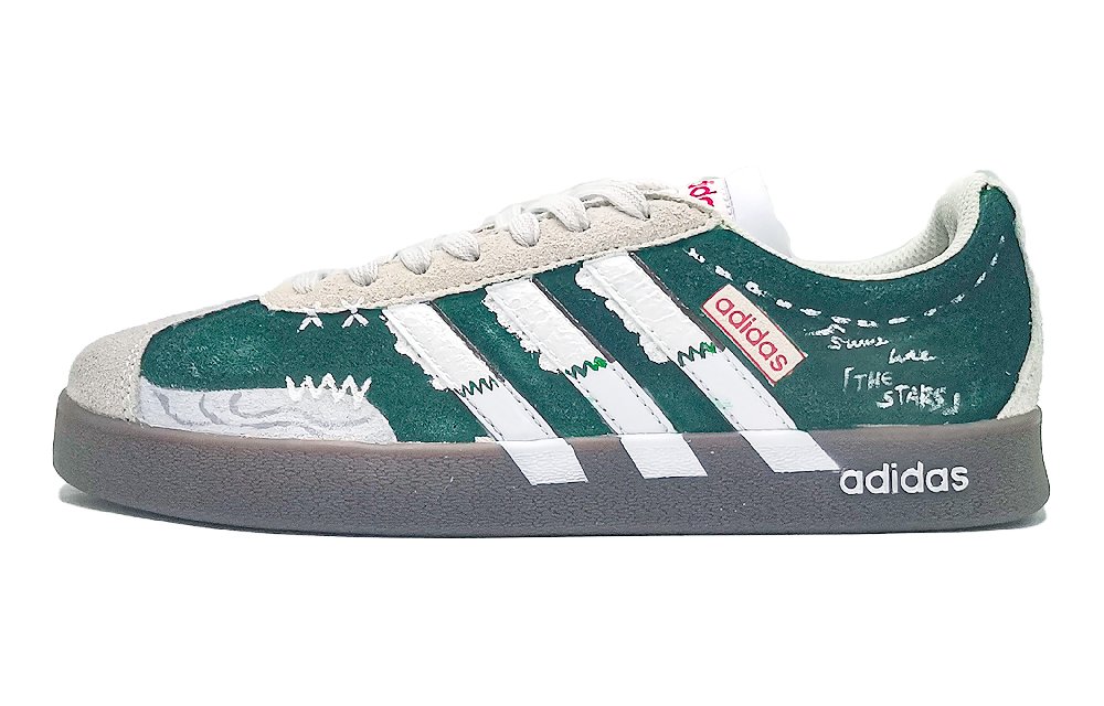 Adidas VL COURT 2.0 Abrasion Resistant Low Top Skateboard Shoes Unisex Gray Green