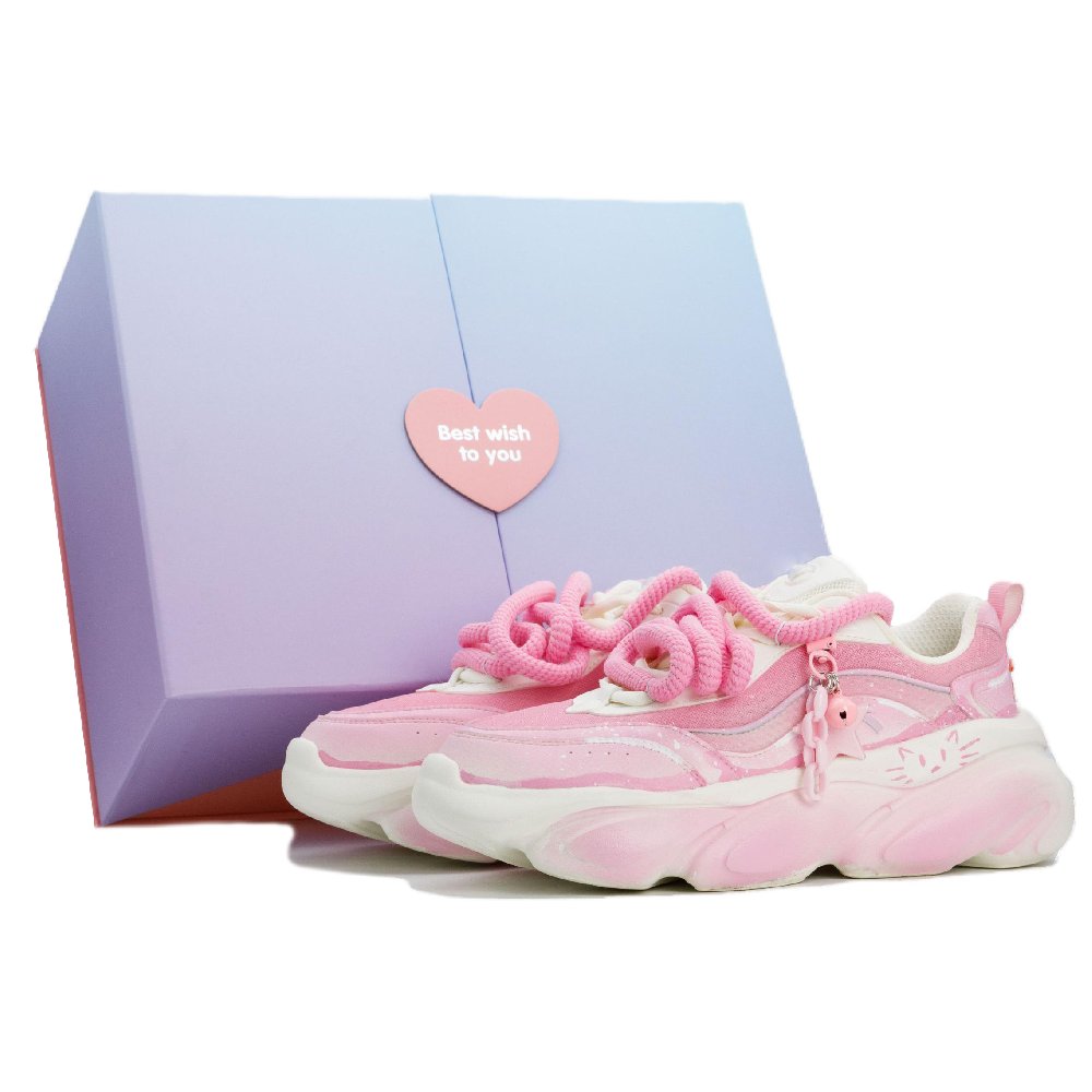 Anta Life Collection Shock Absorbers Slip Resistant Breathable Low Top Chunky Sneakers Women's Pink