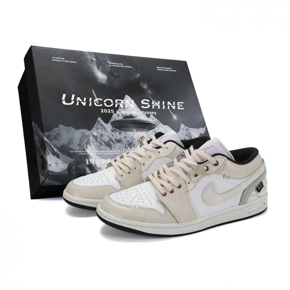 Jordan Air Jordan 1 Mist Island Abrasion Resistant Low top Vintage Basketball Shoes Men's Beige